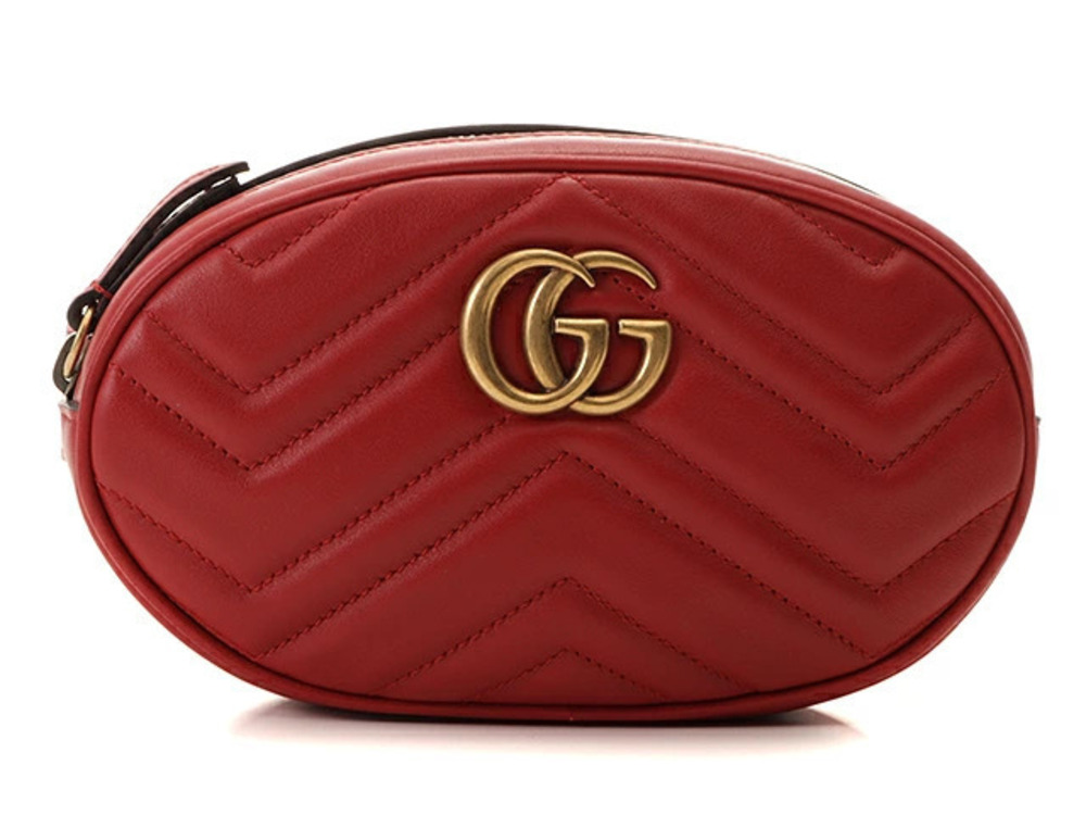 Gucci GG Marmont waist bag red quilted calfskin